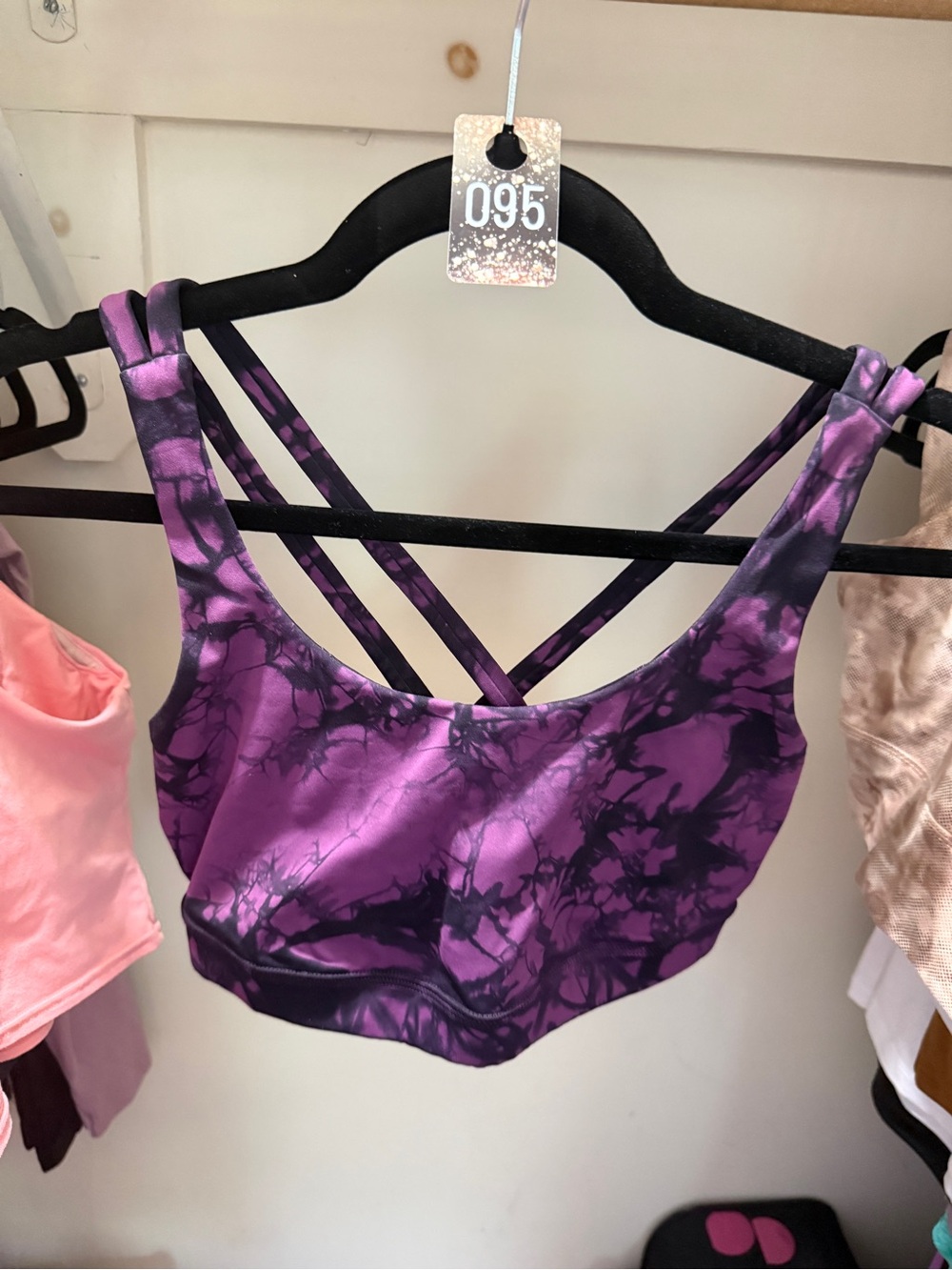095 lululemon athletica energy Purple Tie-Dye Strappy Sports Bra